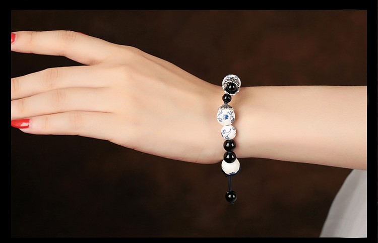 古樸家佳樂文學(xué)青花瓷手鏈瑪瑙手串