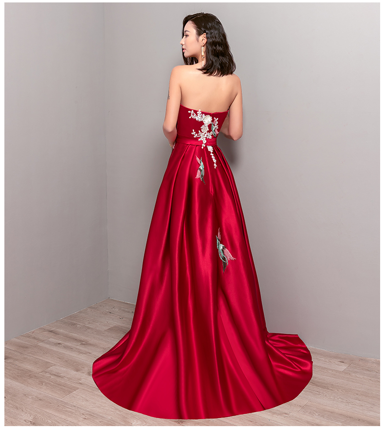 典雅家佳樂文學(xué)喜鵲刺繡中式晚禮服