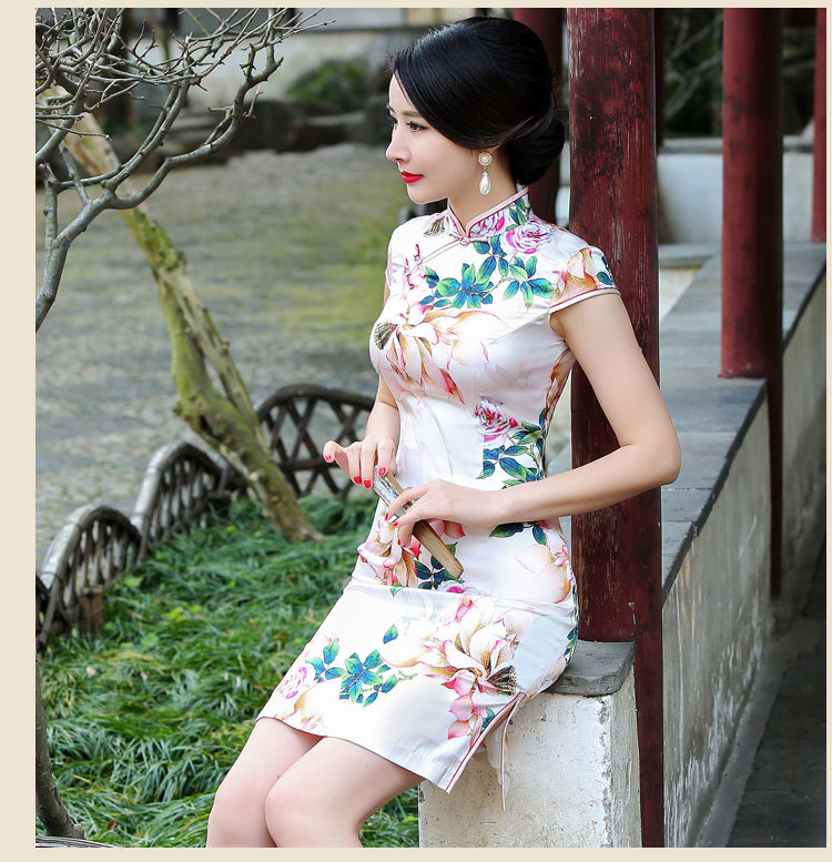 花韻古典時尚家佳樂文學(xué)短款旗袍裙