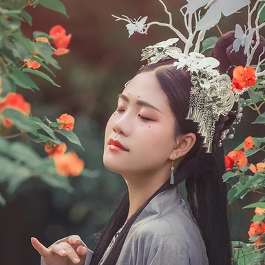 淡雅清新木槿花女生頭像，唯美古風(fēng)真人頭像