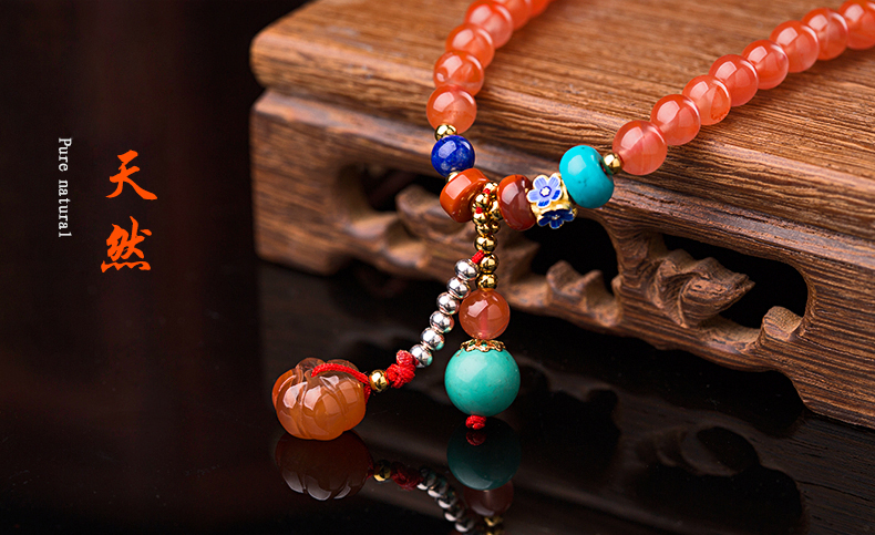 櫻桃紅瑪瑙水晶手鏈，多圈南紅手串