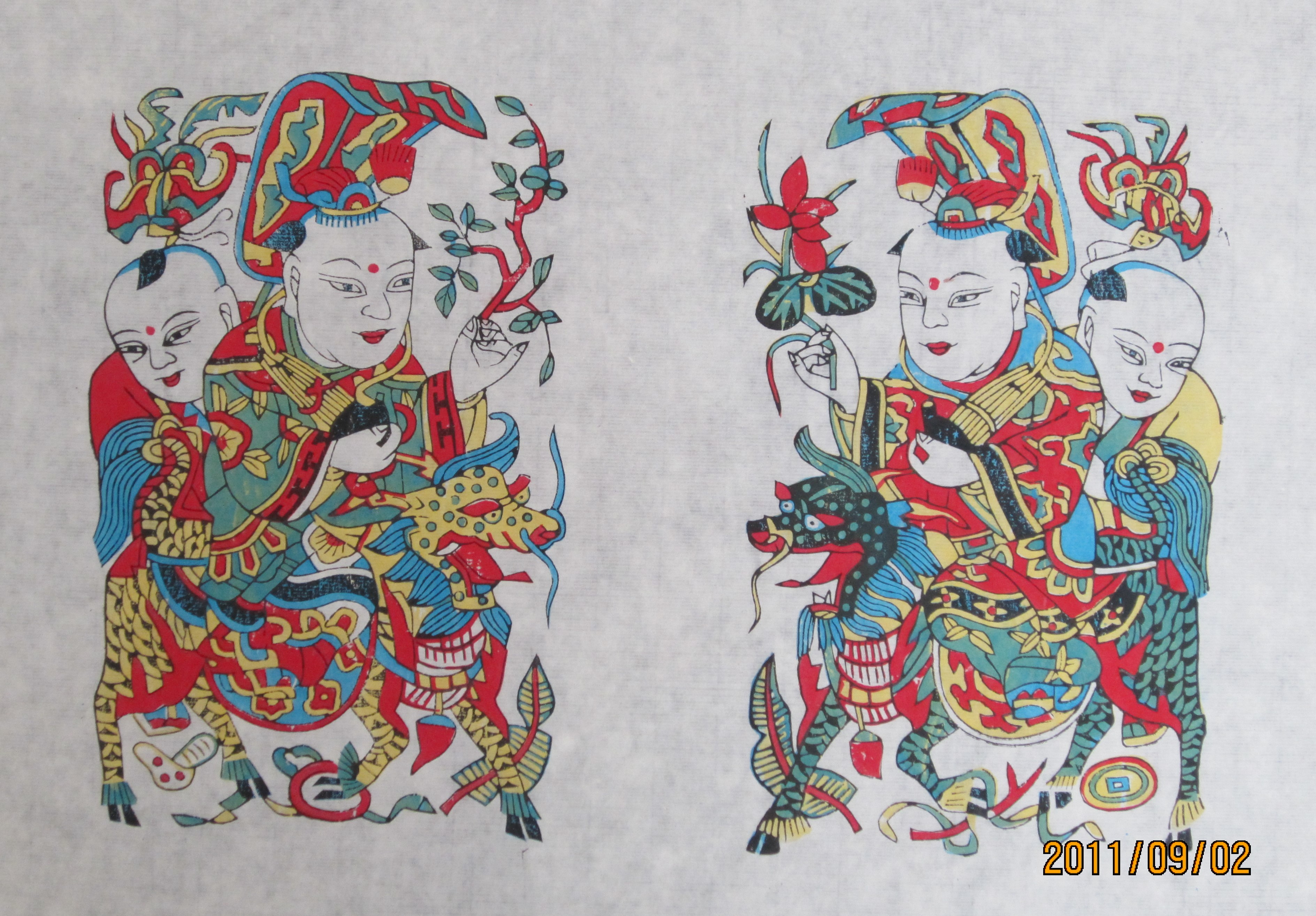 15款生動門神人物年畫，唯美中國吉祥人物年畫