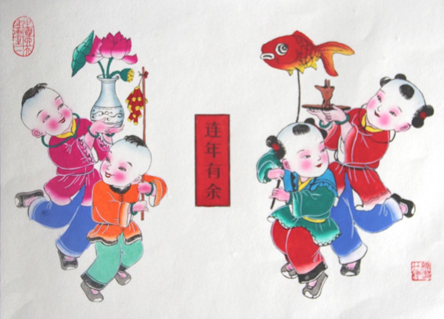 10款唯美生動年畫娃娃，古風(fēng)手繪中國年畫