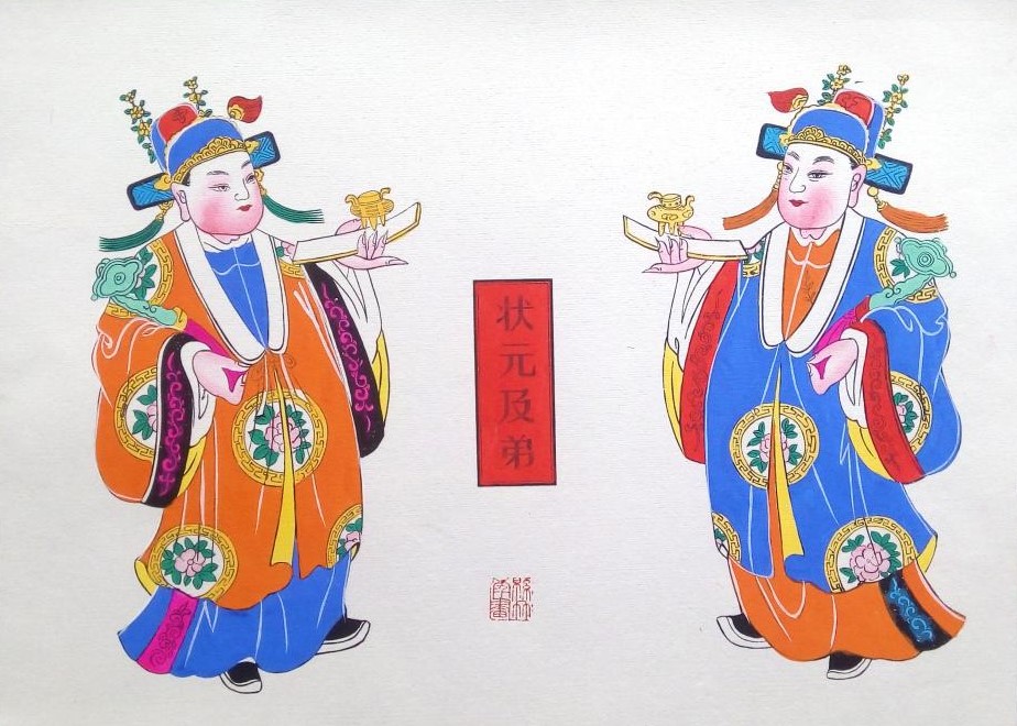 唯美生動門神年畫，古風(fēng)手繪中國年畫