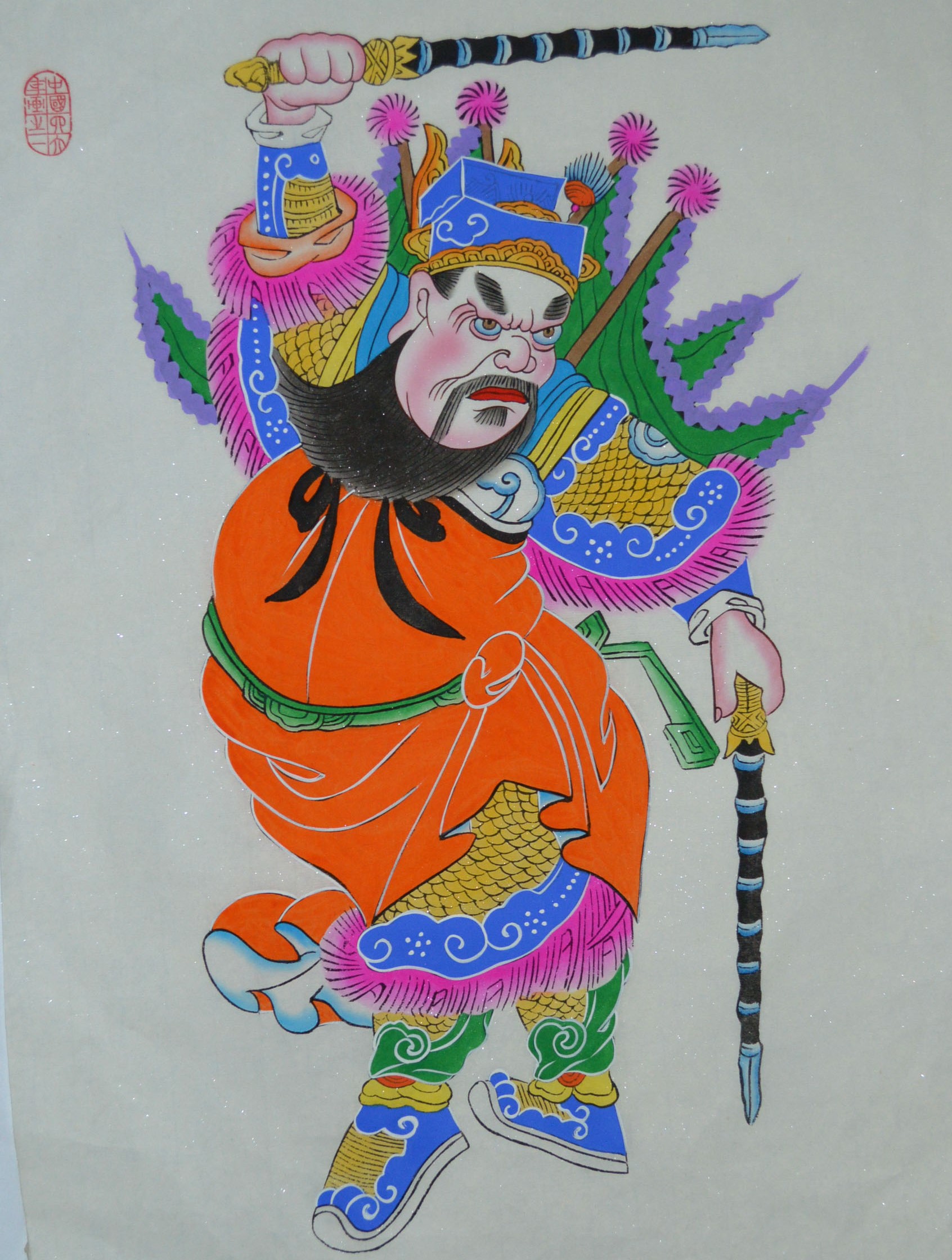 唯美生動門神年畫，古風(fēng)手繪中國年畫