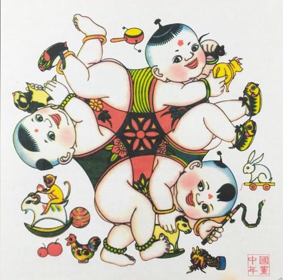 十款民間工藝年畫，古風(fēng)手繪童趣中國年畫