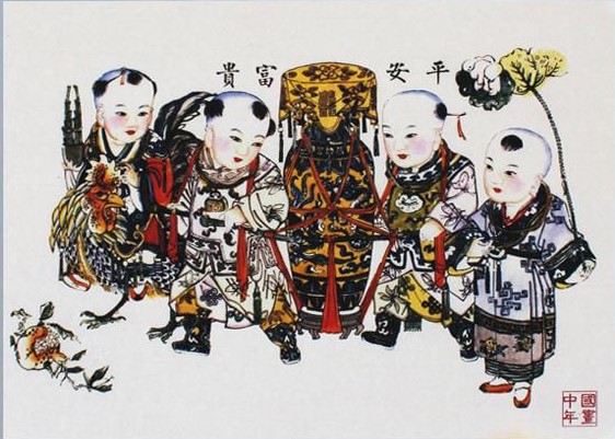 12款民間工藝年畫，手繪民俗文化年畫