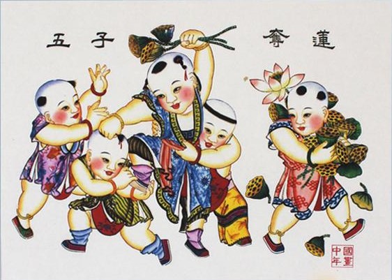 12款民間工藝年畫，手繪民俗文化年畫