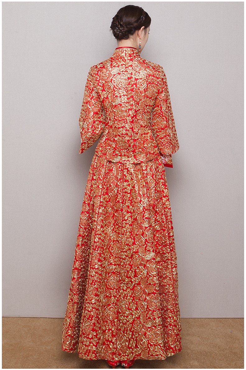 中式紅色新娘結(jié)婚禮服，唯美秀禾中式禮服