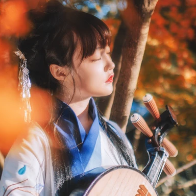 文藝彈琵琶女生頭像，唯美古風(fēng)真人頭像