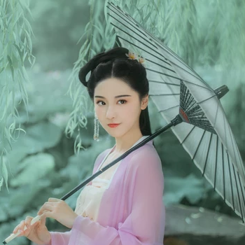 柳下紫衣帶傘頭像，唯美古風(fēng)真人頭像