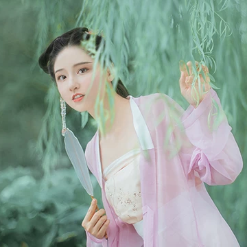 柳下紫衣帶傘頭像，唯美古風(fēng)真人頭像