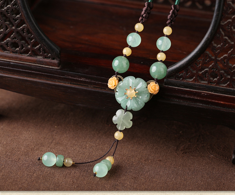 花朵東陵玉吊墜毛衣鏈項(xiàng)鏈