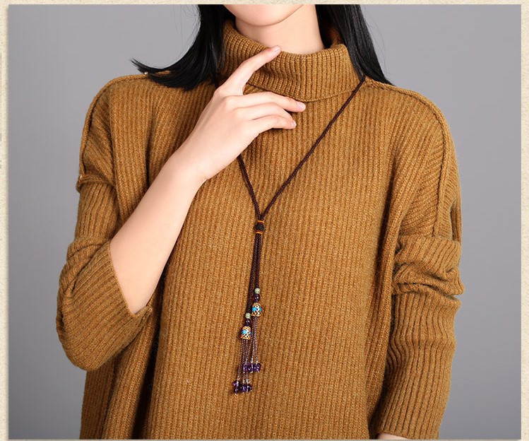 景泰藍(lán)紫水晶流蘇民族風(fēng)項鏈毛衣鏈