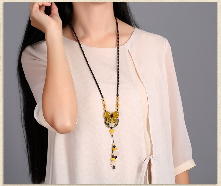 復古風黃色簡約項鏈毛衣鏈