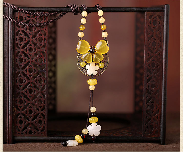 復古風黃色簡約項鏈毛衣鏈