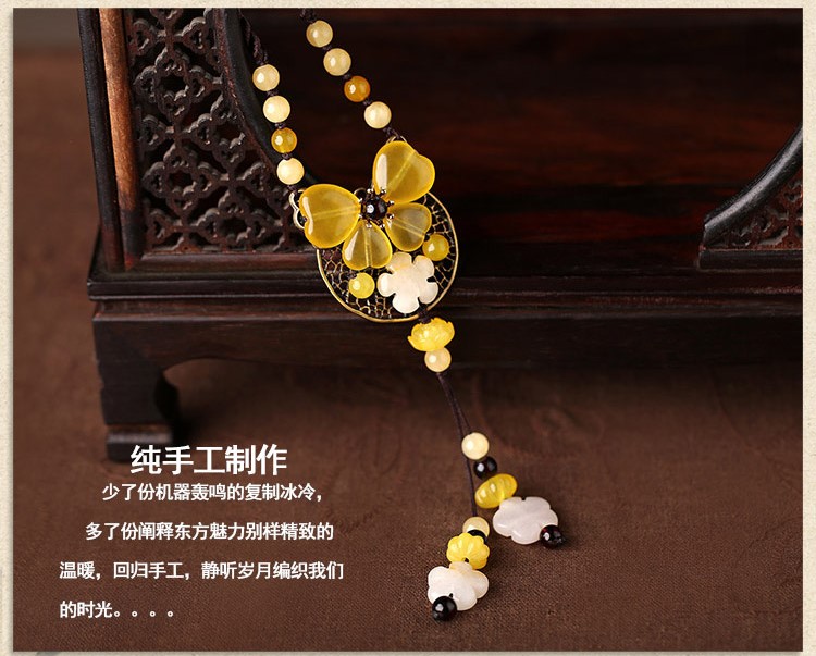 復古風黃色簡約項鏈毛衣鏈