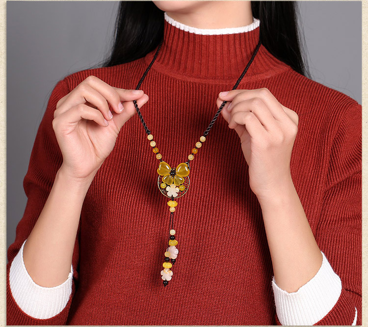 復古風黃色簡約項鏈毛衣鏈
