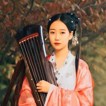 紅紗帶折扇女文藝生頭像，唯美古風(fēng)真人頭像