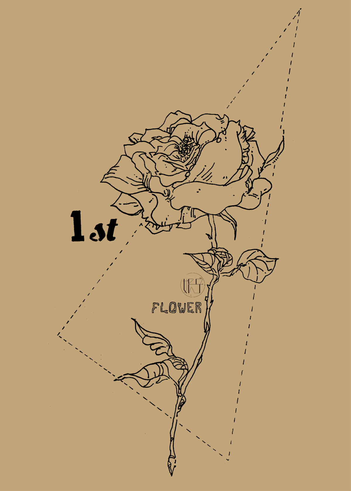 簡約手繪線稿繁花黑白插畫