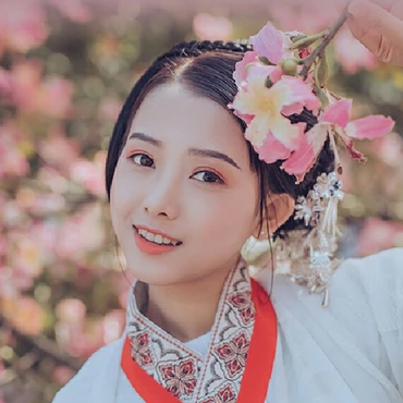 粉色木棉花少女頭像，唯美古風(fēng)真人頭像