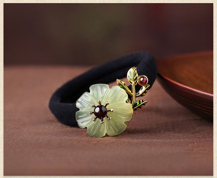 古風(fēng)小清新風(fēng)發(fā)圈，岫玉復(fù)古頭繩頭飾