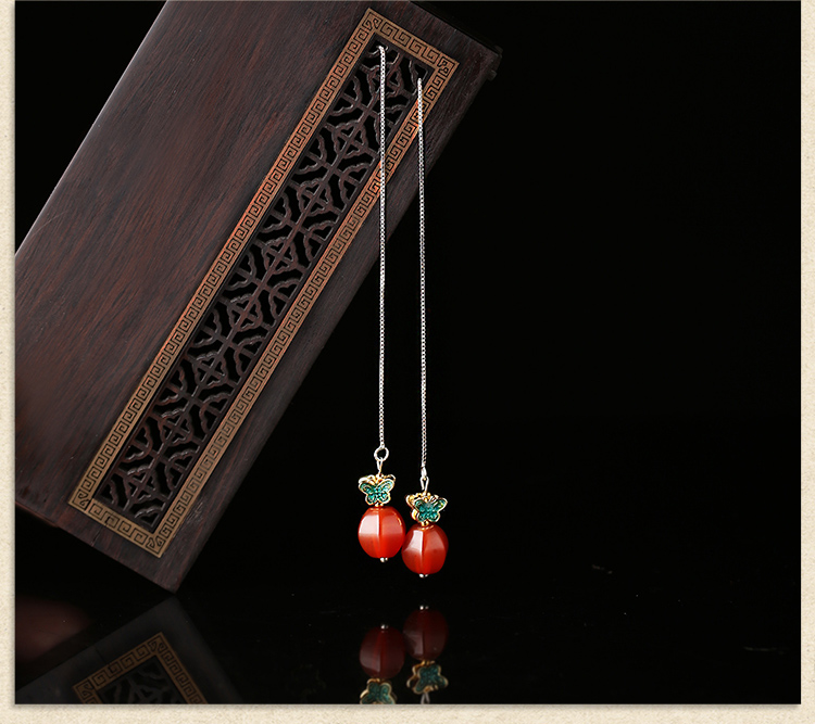 簡約民族風(fēng)氣質(zhì)耳環(huán)，瑪瑙長款耳墜首飾