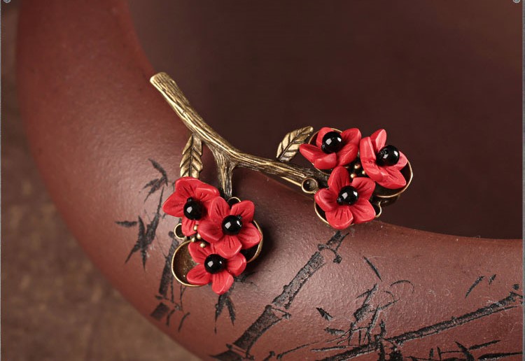 家佳樂文學(xué)紅色梅花花朵飾品