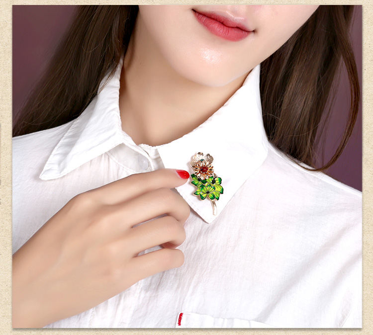 綠色葉子景泰藍胸針飾品