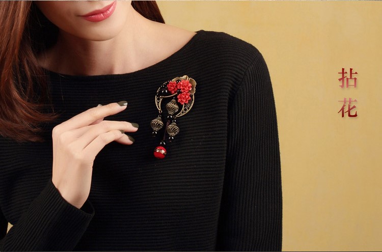 家佳樂(lè)文學(xué)紅胸花朱砂胸針飾品