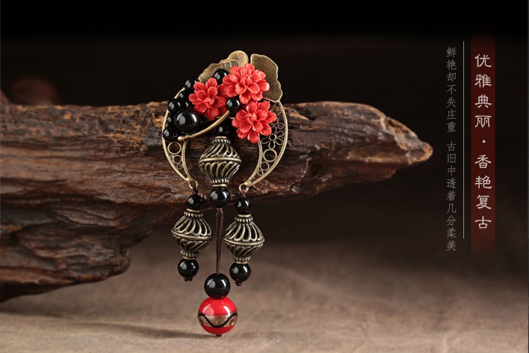 家佳樂(lè)文學(xué)紅胸花朱砂胸針飾品