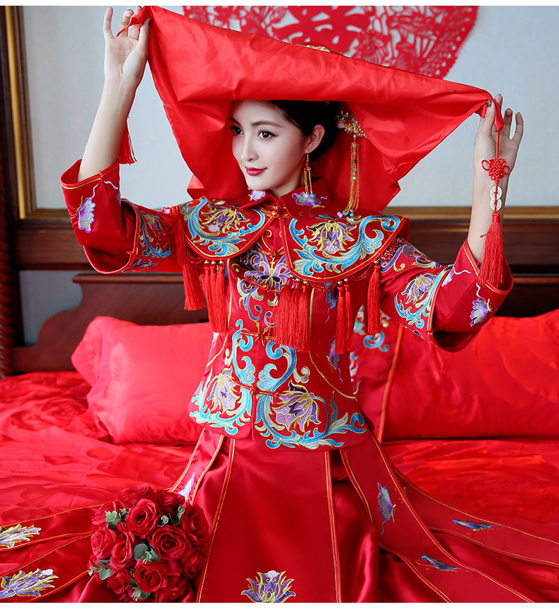 古典秀禾中式禮服，流蘇新娘結(jié)婚禮服