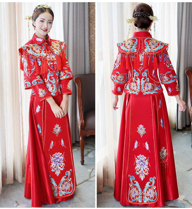 古典秀禾中式禮服，流蘇新娘結(jié)婚禮服