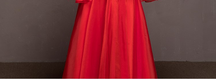 荷葉邊袖新娘結婚禮服，優(yōu)雅網(wǎng)紗蓬松中式禮服