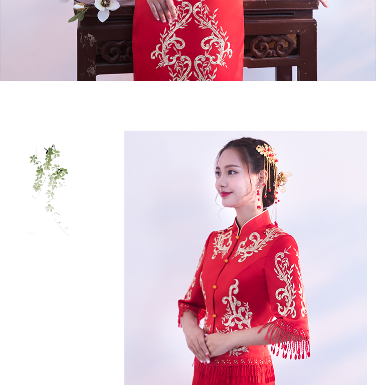 時尚修身新娘結(jié)婚禮服，龍鳳褂中式禮服