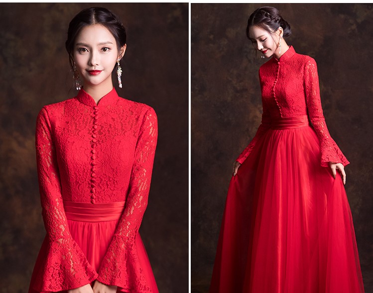 古典韻味中式禮服，唯美蕾絲紗裙新娘禮服