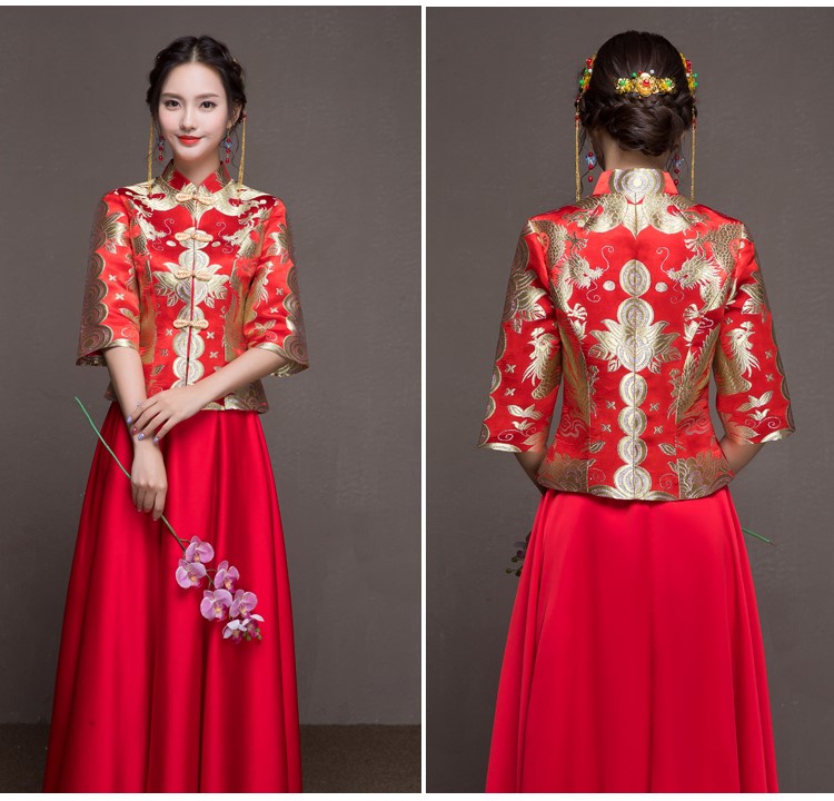 花朵繁枝中式禮服，唯美新娘禮服