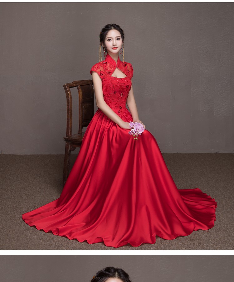 喜結(jié)良緣中式禮服，唯美性感珠花晚禮服