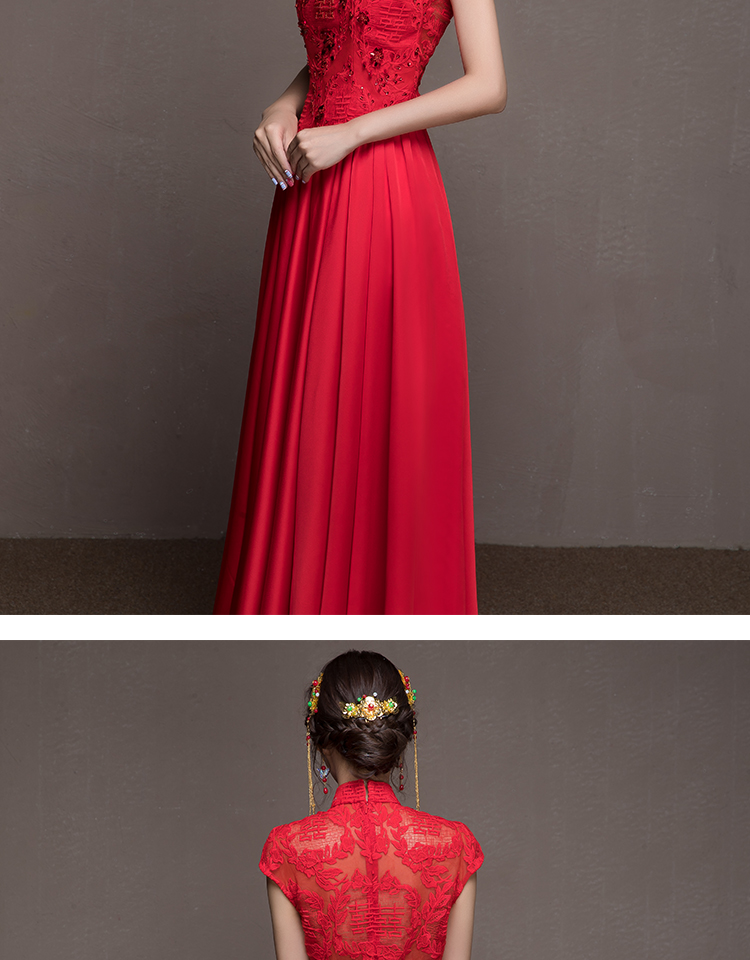 喜結(jié)良緣中式禮服，唯美性感珠花晚禮服