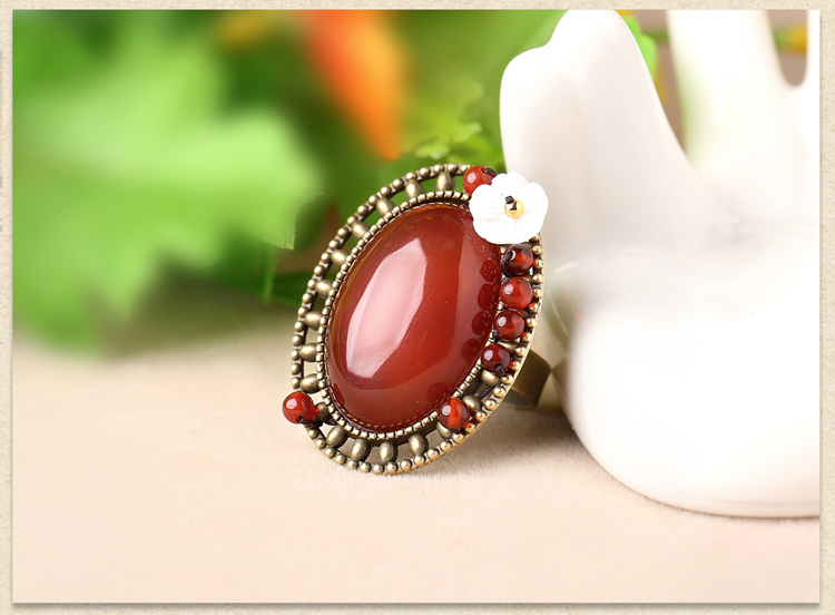 家佳樂文學大氣紅瑪瑙開口戒指飾品