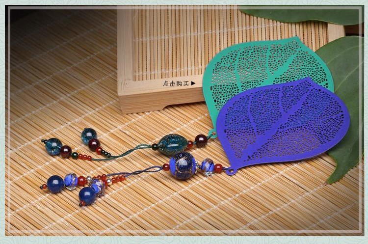 家佳樂文學(xué)金屬葉脈個(gè)性創(chuàng)意流蘇一葉知秋書簽