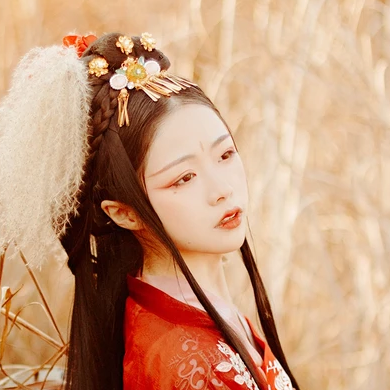 紅衣彈琵琶思念女生頭像，唯美古風(fēng)真人頭像