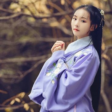 高貴優(yōu)雅紫衣帶團(tuán)扇女生頭像，唯美古風(fēng)真人頭