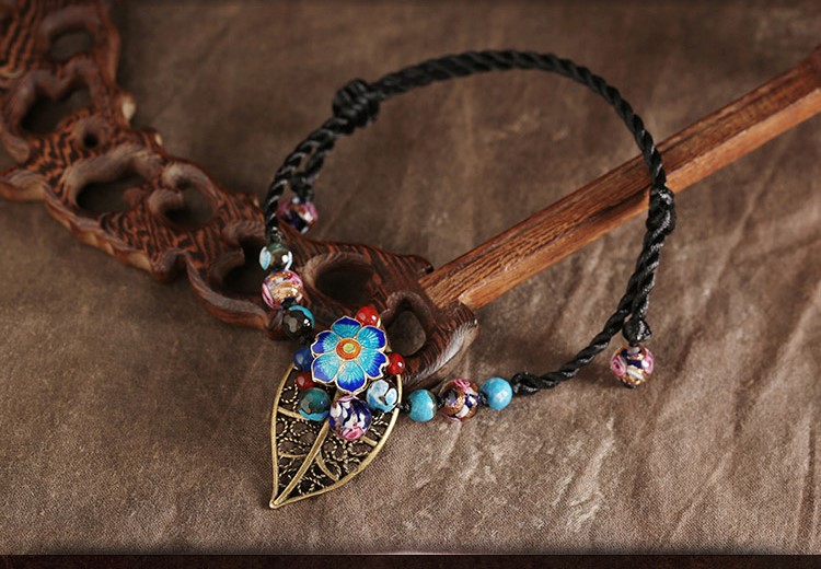 秀美蘭花葉腳鏈復(fù)古民族風飾品