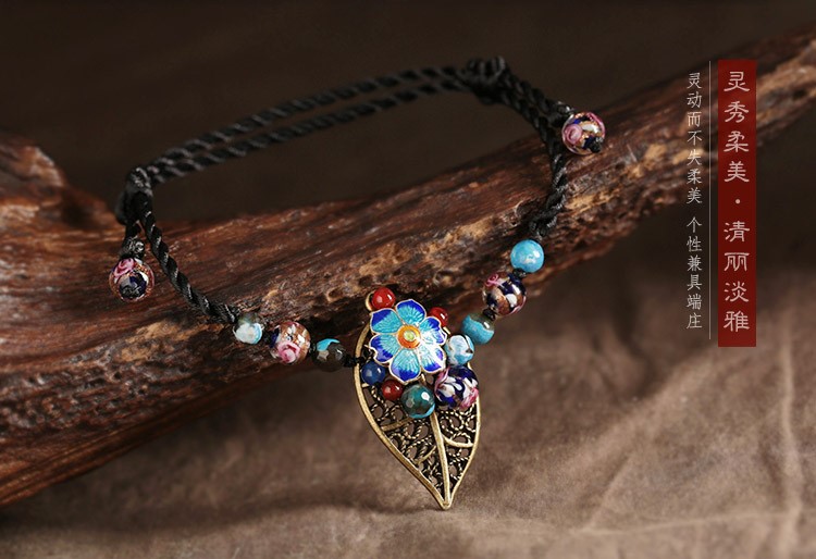 秀美蘭花葉腳鏈復(fù)古民族風飾品