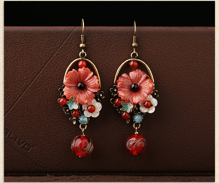 氣質(zhì)家佳樂文學(xué)耳環(huán)：唯美瑪瑙花朵耳墜耳環(huán)