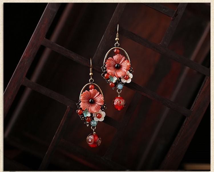 氣質(zhì)家佳樂文學(xué)耳環(huán)：唯美瑪瑙花朵耳墜耳環(huán)