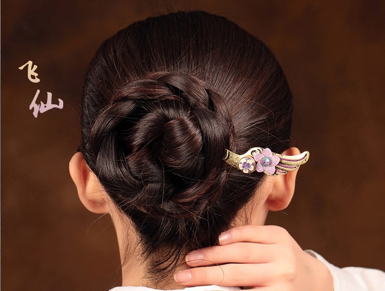 古風(fēng)簡約發(fā)簪：飛仙淡紫貝殼花朵簪子頭飾