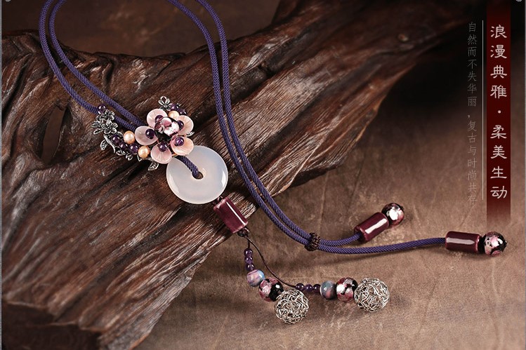 簡約平安扣吊墜復(fù)古毛衣鏈項鏈首飾