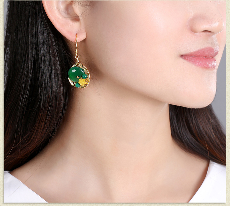 古風瑪瑙耳墜復古氣質(zhì)耳環(huán)首飾